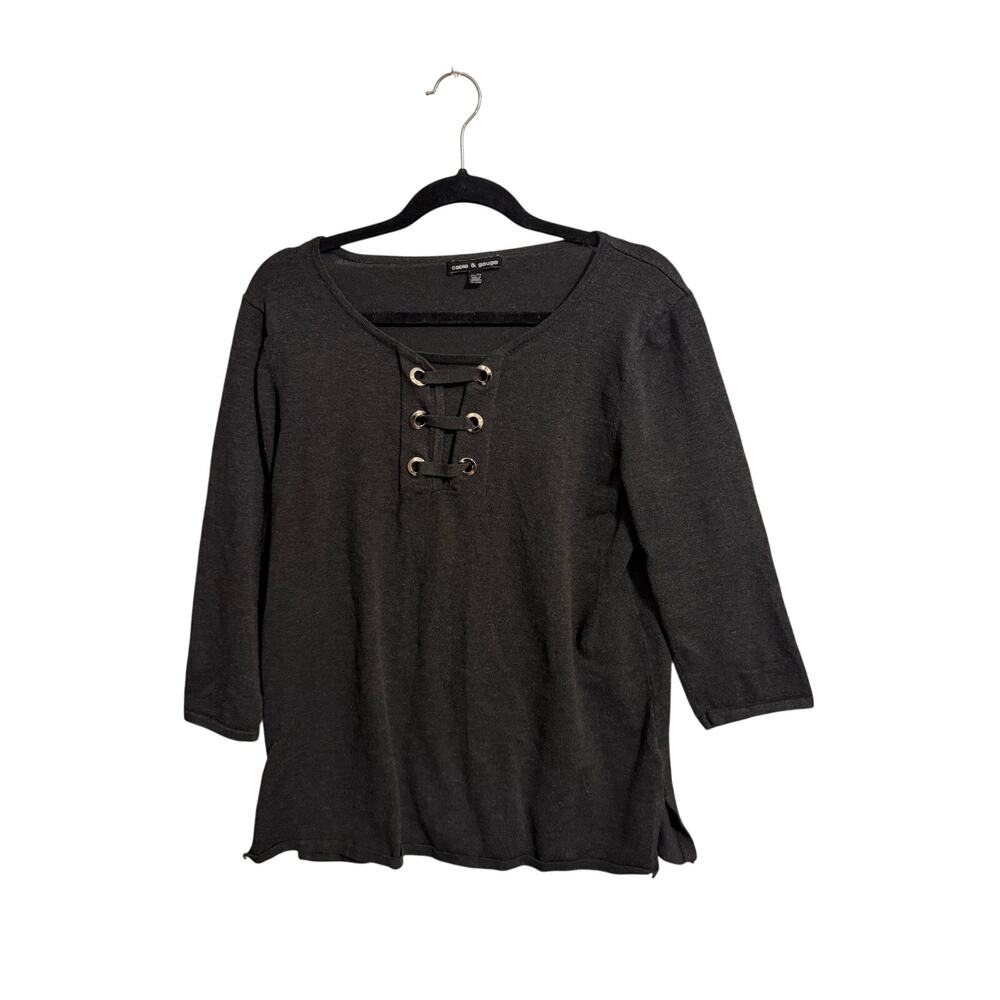 Cable & Gauge Women's Grey Criss Cross Blouse size XL
